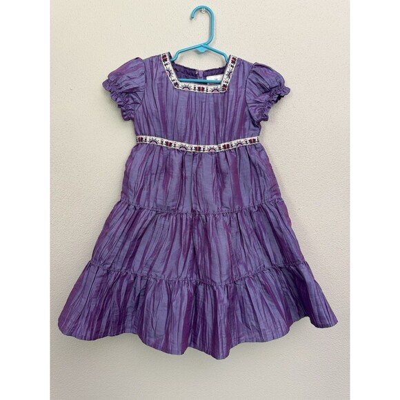 Hanna Andersson Short Sleeve Purple Dress Size 100 US Size 4 With Trim - Picture 1 of 13